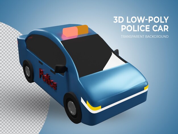 3d rendered low poly blue police car top view