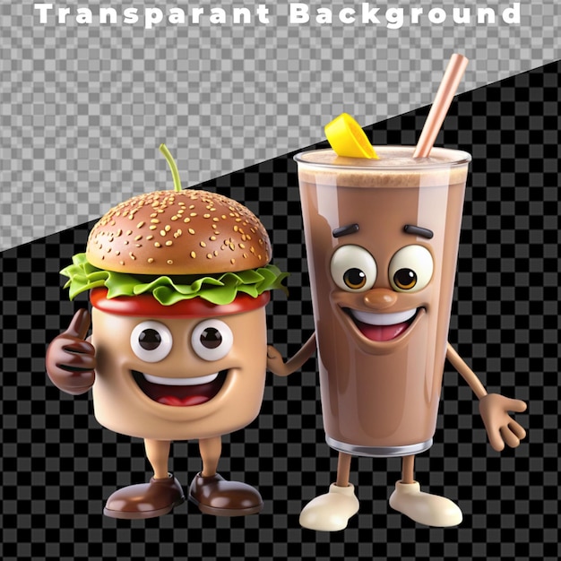 PSD 3d rendered photo of icecream shake character design