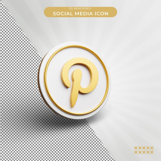 3d rendered pinterest social media icon concept