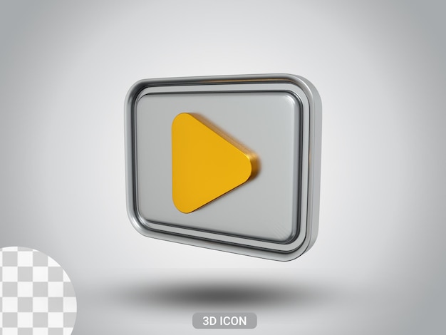 3D rendered play sign icon design side view