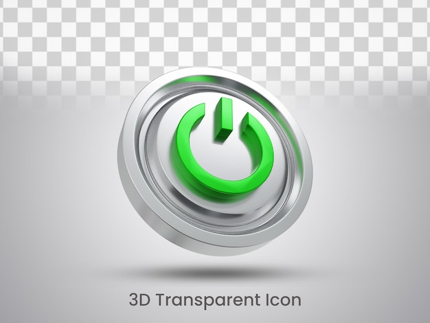 PSD 3d rendered power button icon design left bottom view