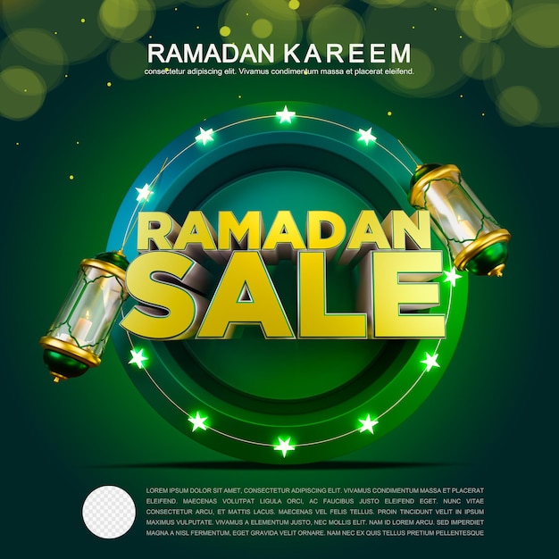 3D Rendered Ramadan Kareem Sale Greetings with Editable background