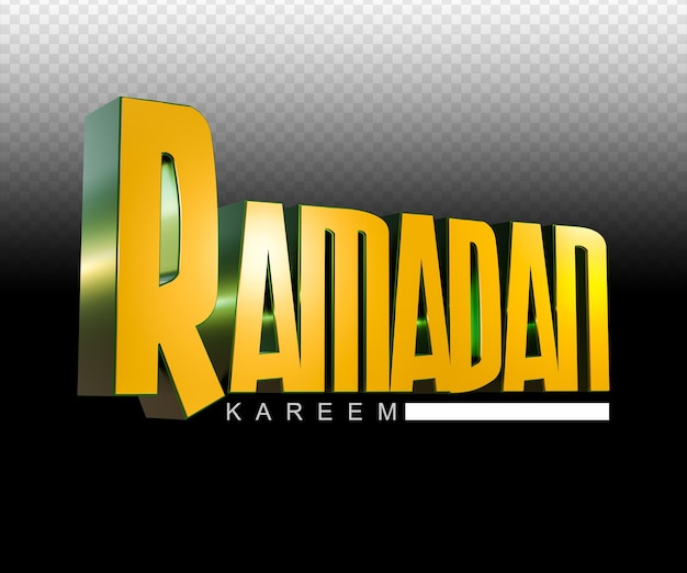 3D Rendered Ramadan Kareem Text in transparent Background