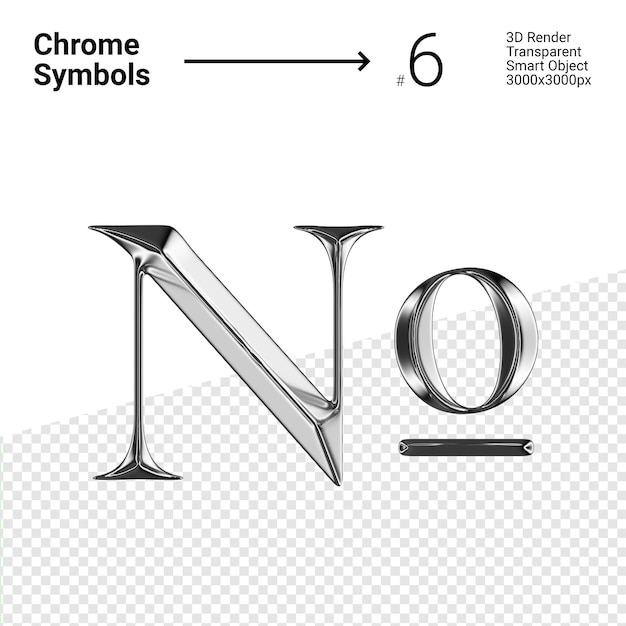 3D Rendered Silver Chrome Symbol Number