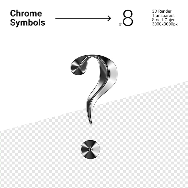 3D Rendered Silver Chrome Symbol Question Mark