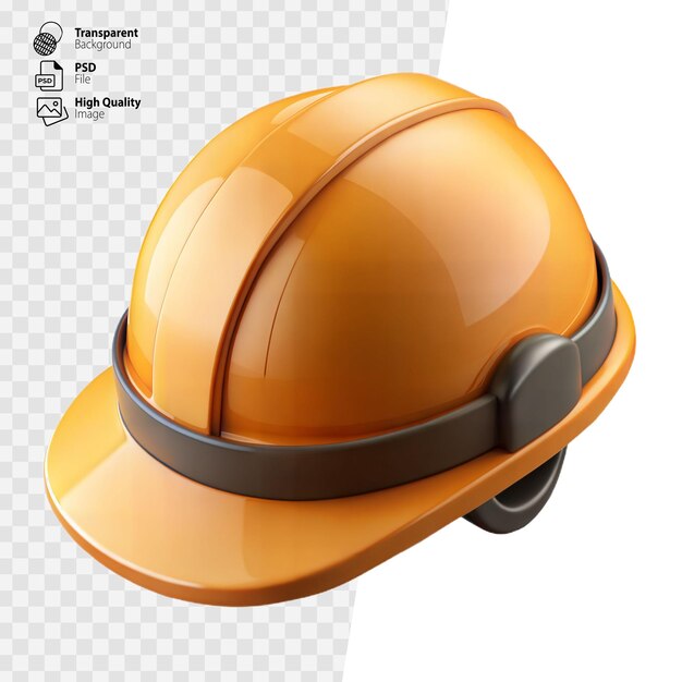 PSD 3d rendered yellow construction hard hat isolated on transparent background