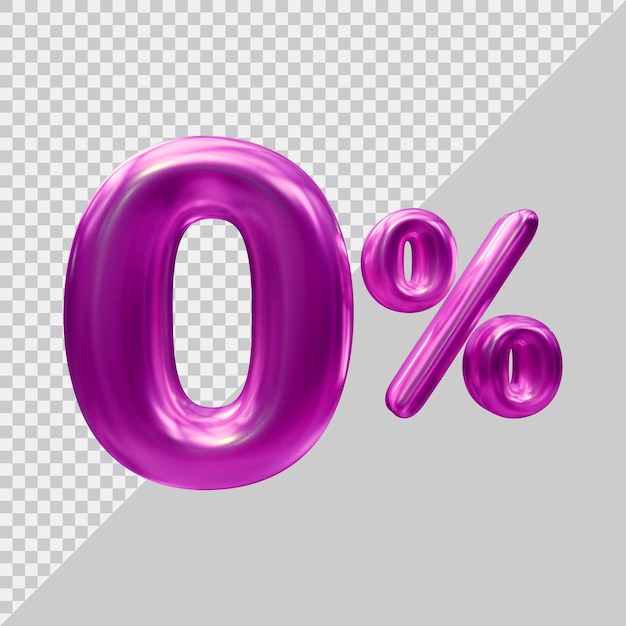 3d rendering of 0 percent with modern style