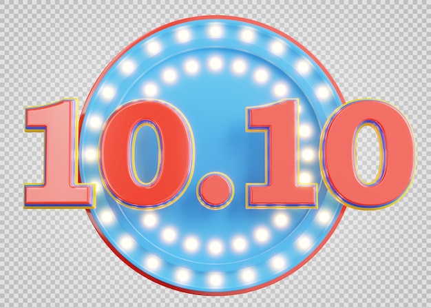 3d rendering 1010 Flash sale banner with light bulb