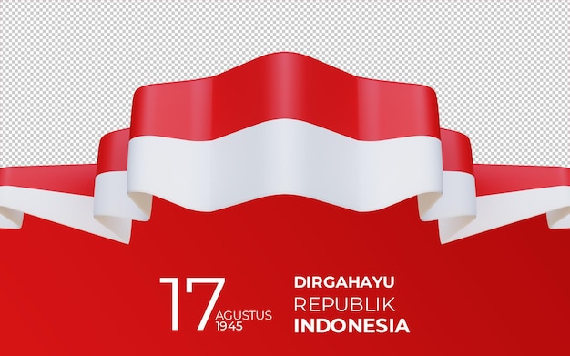 3D Rendering, 17 August 1945, Happy Indonesia Independent Day 77 years