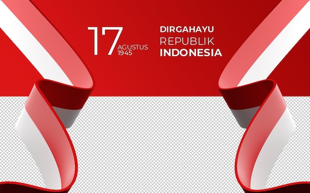 3d rendering of 17 august indonesia happy independence day greeting card