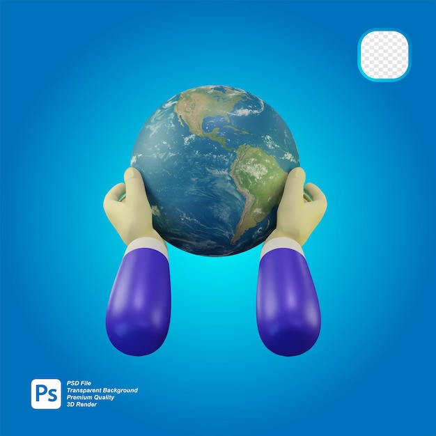 3D rendering 2 hands protect the earth