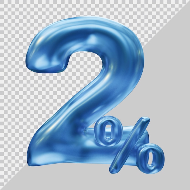 3d rendering of 2 percent with modern style