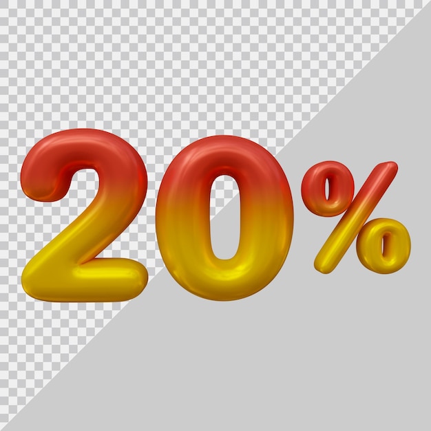 3d rendering of 20 percent with modern style