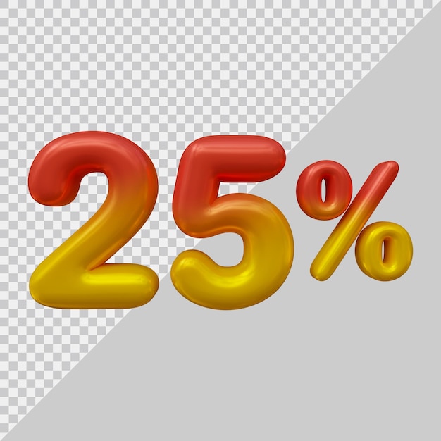 3d rendering of 25 percent with modern style