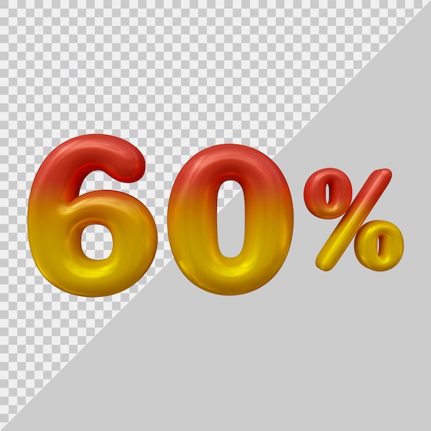 3d rendering of 60 percent with modern style