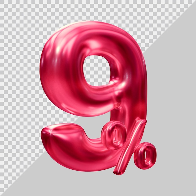 3d rendering of 9 percent with modern style