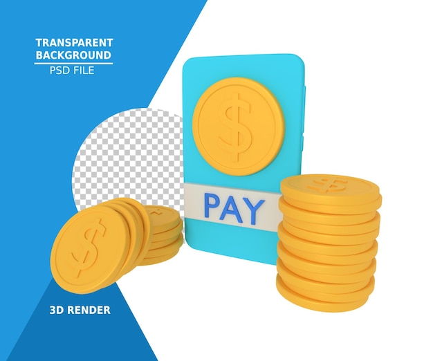 3d rendering about make payments via smartphone