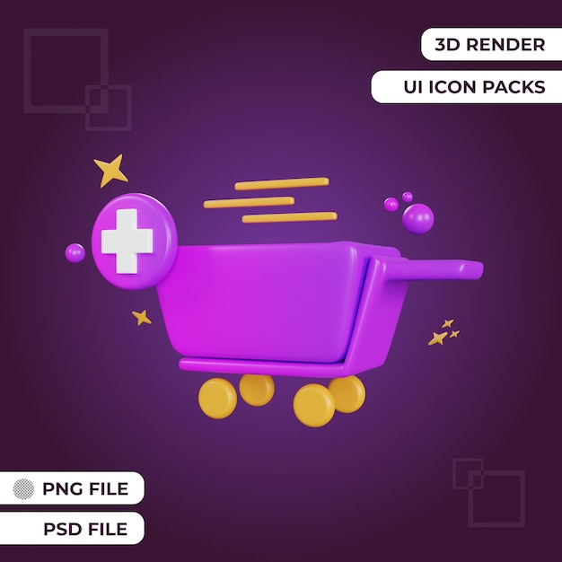 3d rendering add cart ui icon object premium psd