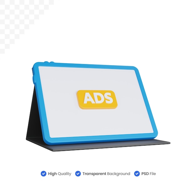 3d rendering advertising tablets isolated