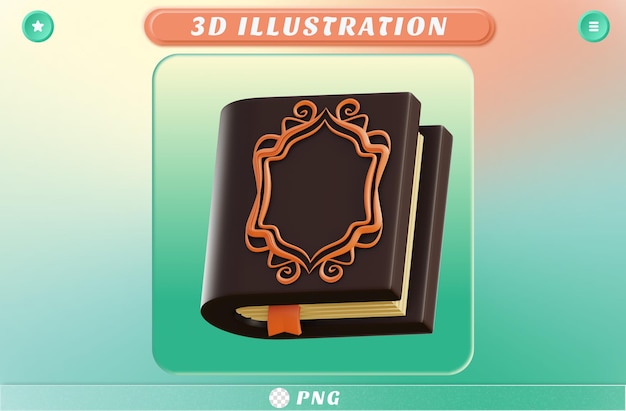 PSD 3d rendering al quran icon ramadan