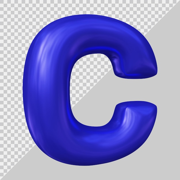 3d rendering of alphabet letter c with modern style