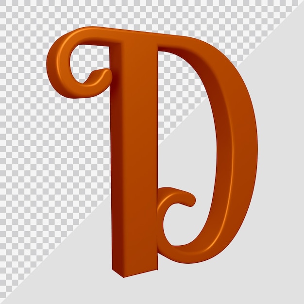 3d rendering of alphabet letter d