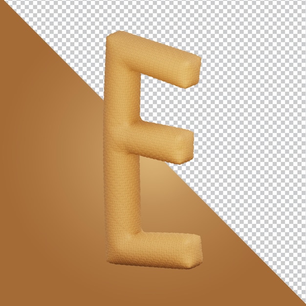 3d rendering of alphabet letter E isolated