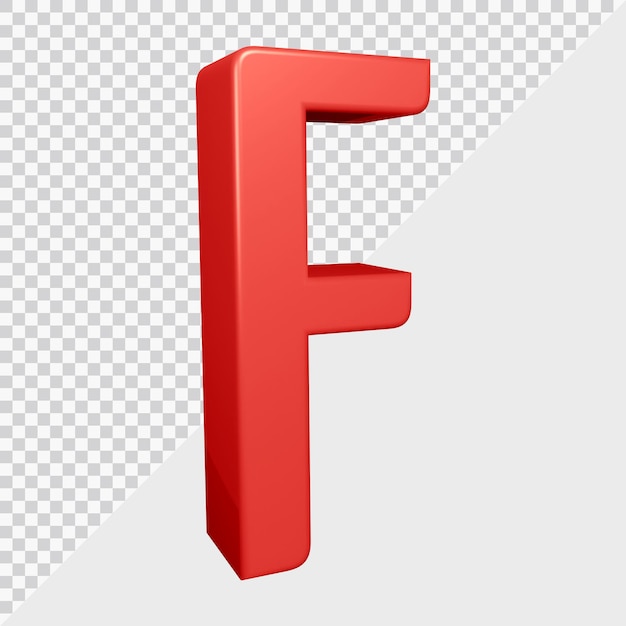 3d rendering of alphabet letter f