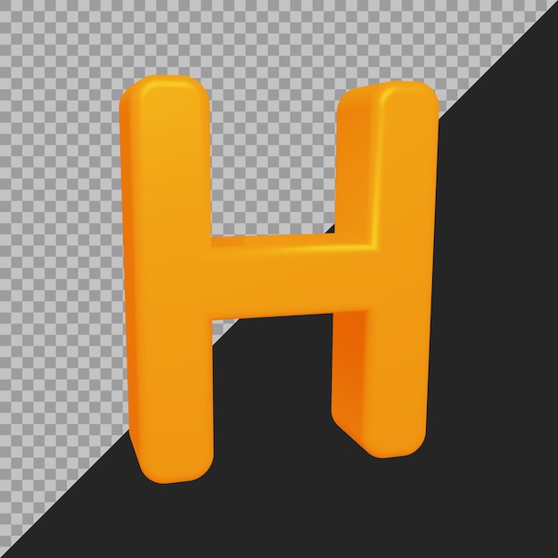 3d rendering of alphabet letter h