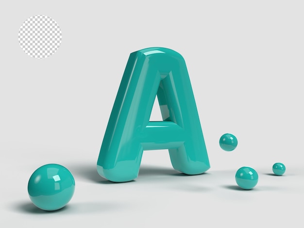 3d rendering alphabet letter icon with transparent background