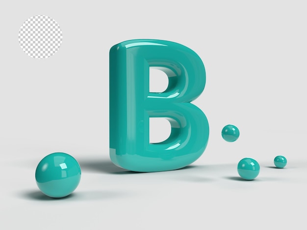 3d rendering alphabet letter icon with transparent background