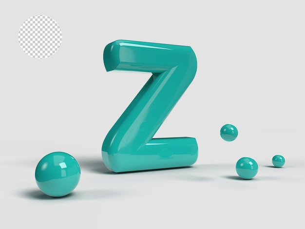 3d rendering alphabet letter icon with transparent background