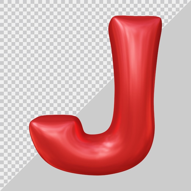 3d rendering of alphabet letter j balloon