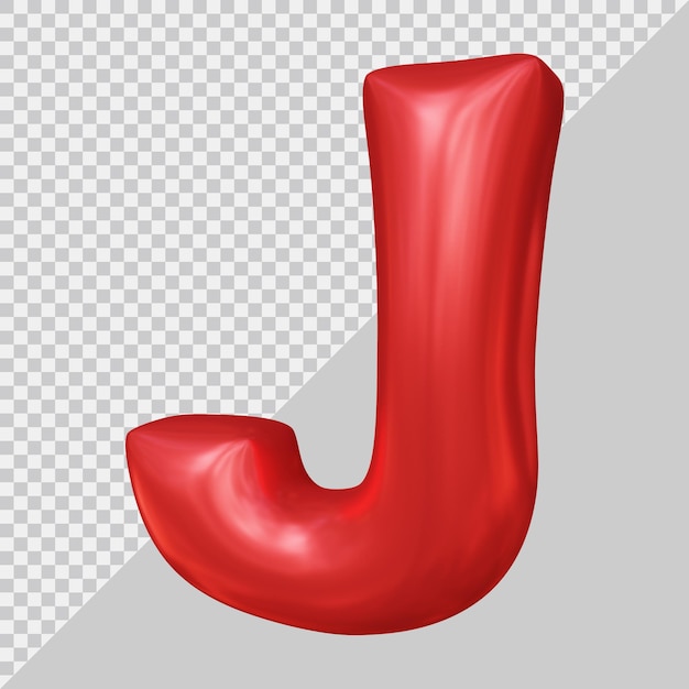 3d rendering of alphabet letter j balloon