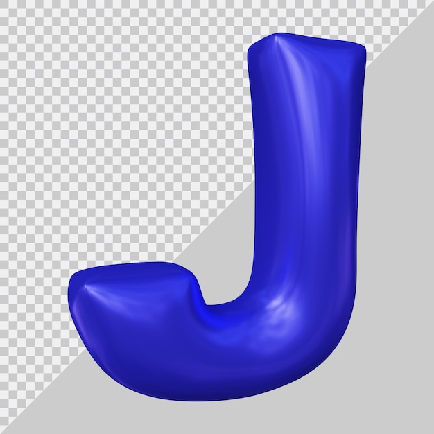 3d rendering of alphabet letter j with modern style