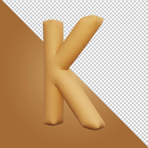 3d rendering of alphabet letter K isolated