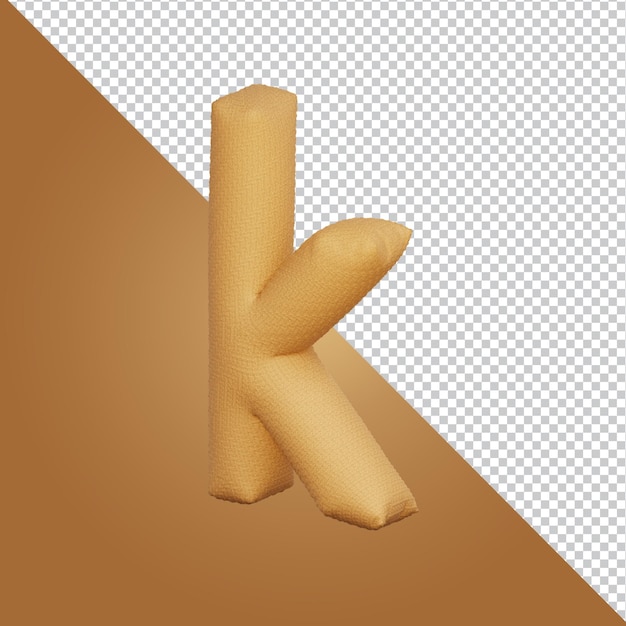 3d rendering of alphabet letter k isolated