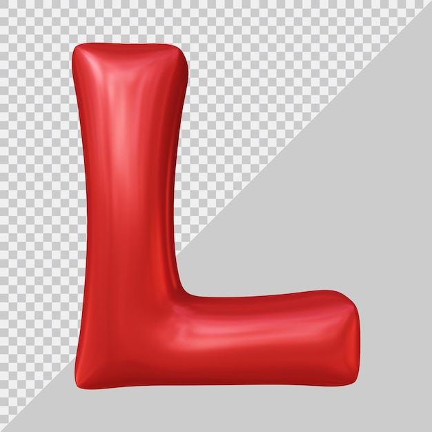 3d rendering of alphabet letter l balloon