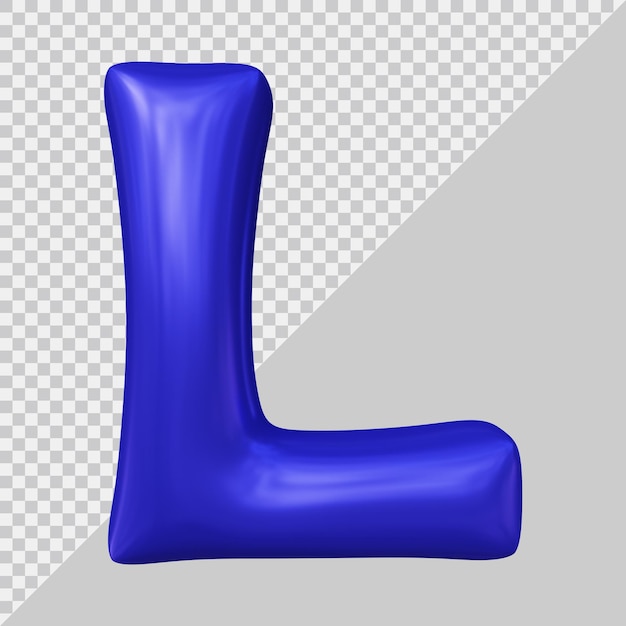 3d rendering of alphabet letter l with modern style