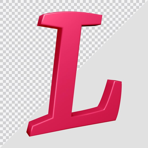 3d rendering of alphabet letter l