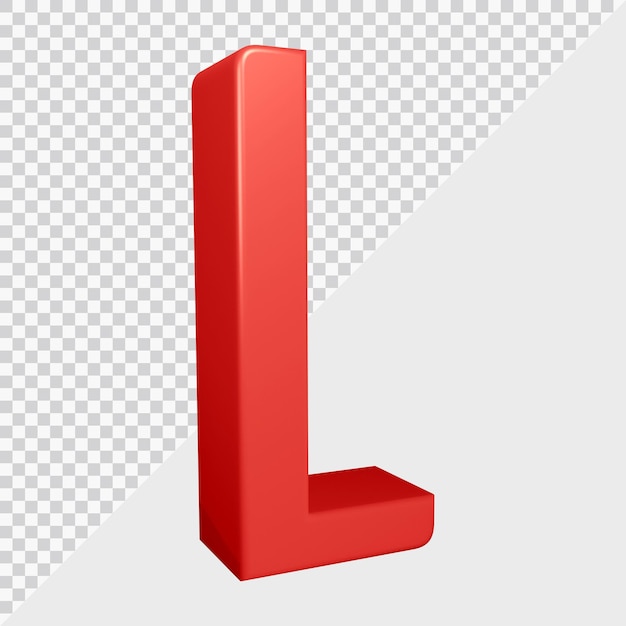 3d rendering of alphabet letter l