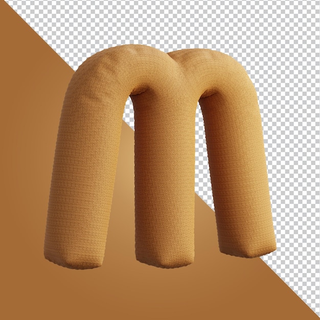 3d rendering of alphabet letter m isolated