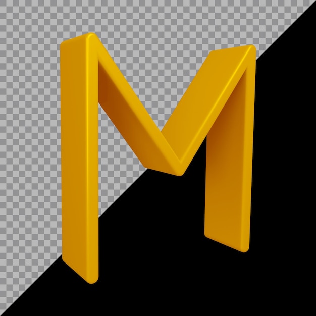 3d rendering of alphabet letter m