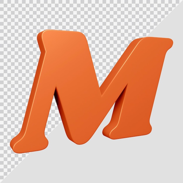 3d rendering of alphabet letter m