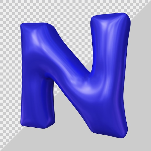 3d rendering of alphabet letter n with modern style