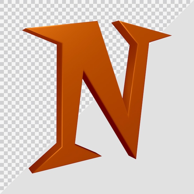 3d rendering of alphabet letter n