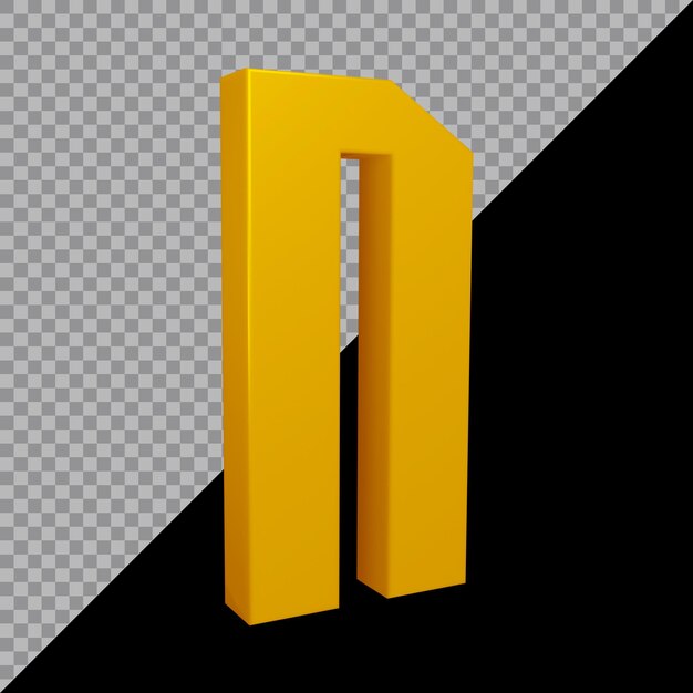 3d rendering of alphabet letter n