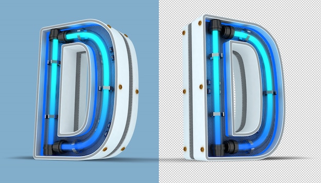 3D rendering of alphabet letter neon sign