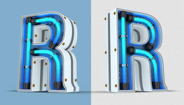 3D rendering of alphabet letter neon sign