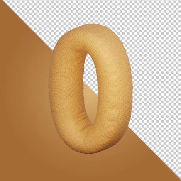 3d rendering of alphabet letter o isolated